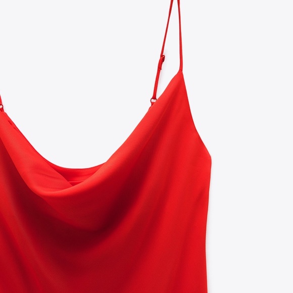 Zara NWT Bloggers Favorite Red Silk Camisole Dress Small - Picture 5 of 11
